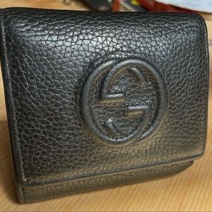 Authentic trifold black leather Gucci wallet